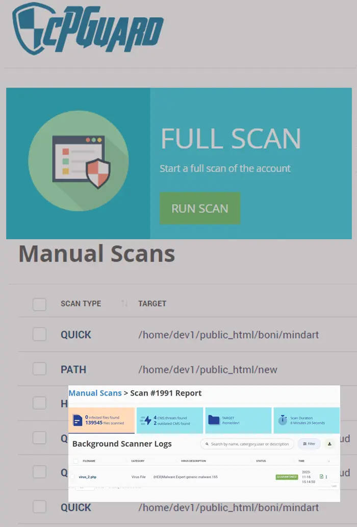 cPGuard manual scan report