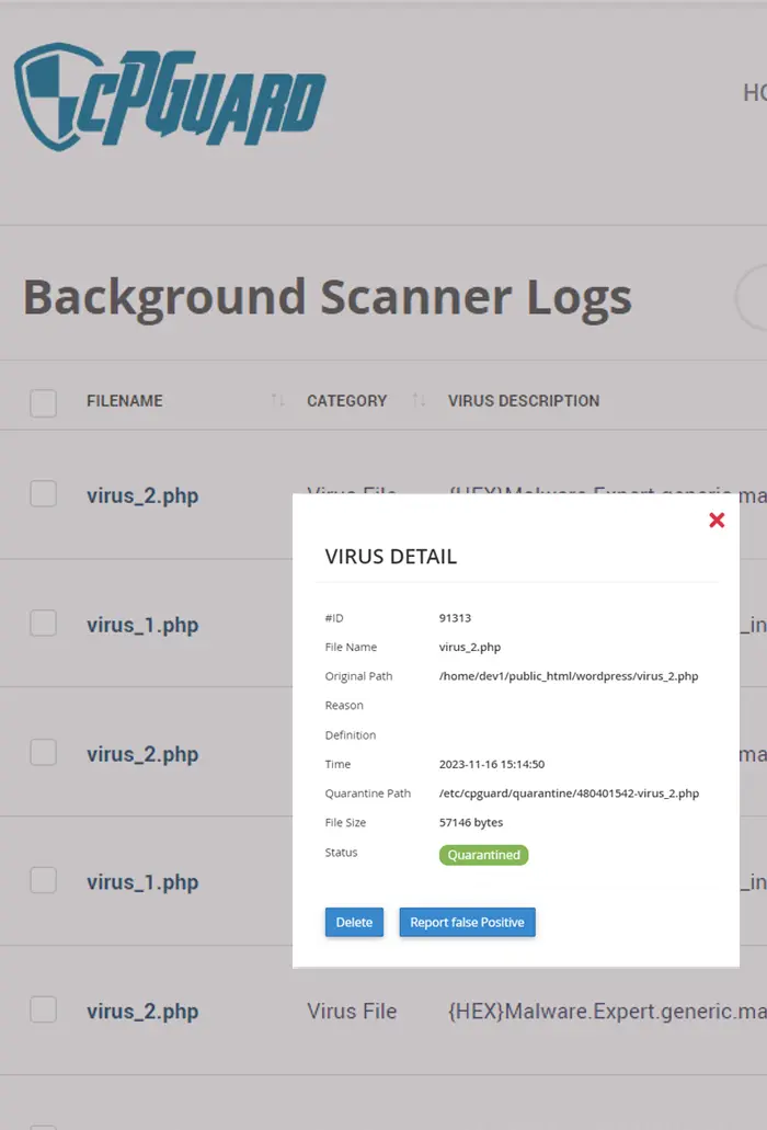 cPGuard scanner logs collection