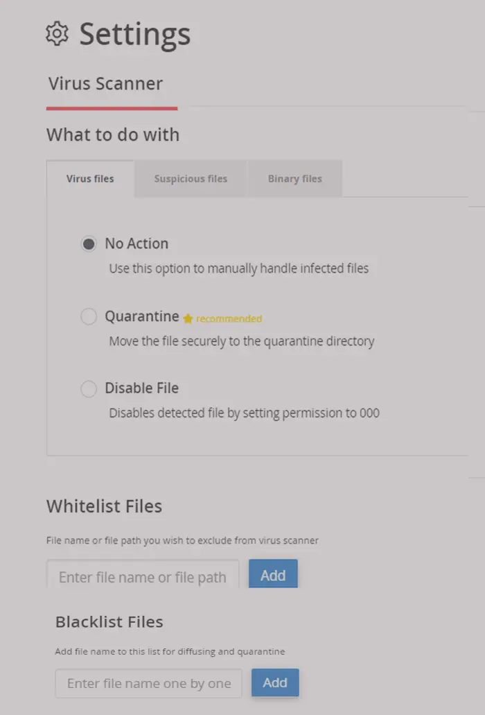 cPGuard scanner settings