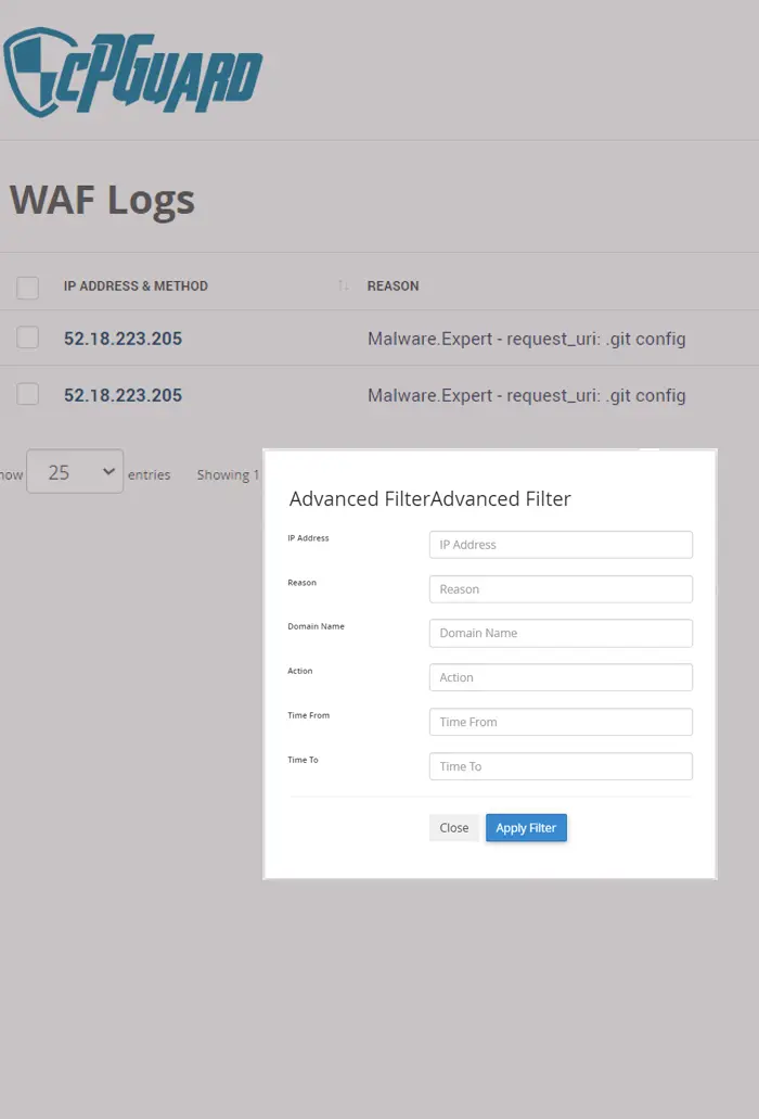 cPGuard waf log collection